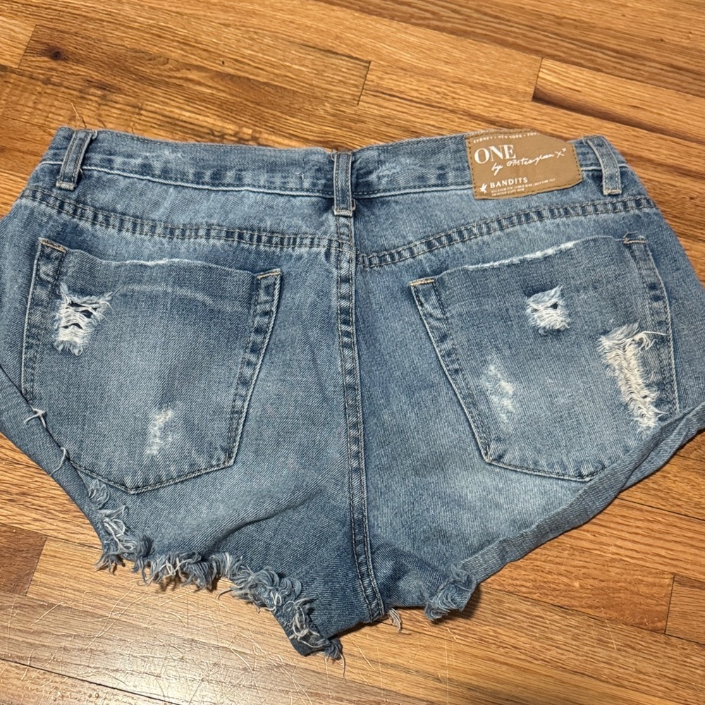 One Teaspoon Distressed Denim Blue Shorts - Picture 4 of 4